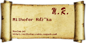 Milhofer Réka névjegykártya